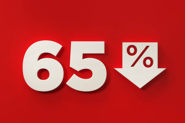 istock Sixty Five Percent Off Discount Symbol On Red Background 961883058