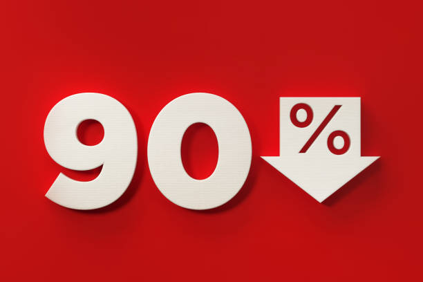 istock Ninety Percent Off Discount Symbol On Red Background 961885626