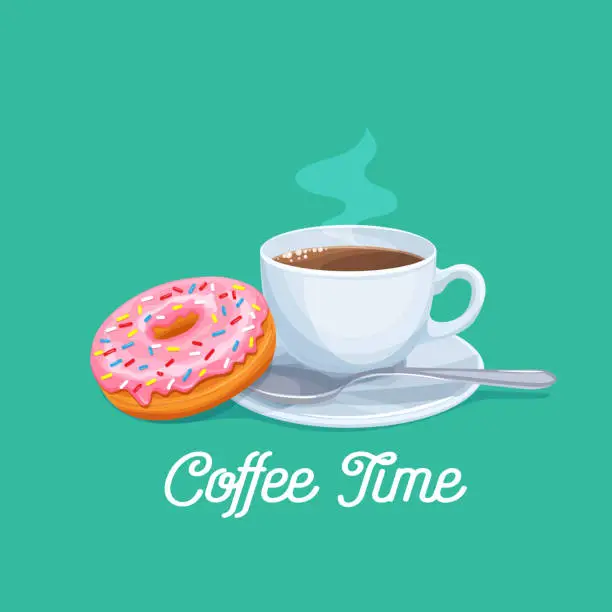 Vector illustration of coffee and donut