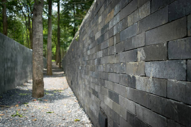 istock stone wall for texture background in dark motion 961889060