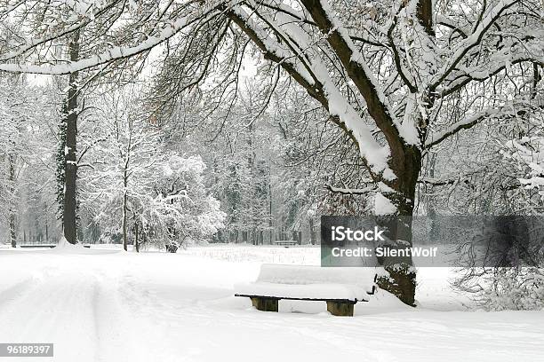 Winter Landscape Stock Photo - Download Image Now - Agricultural Field, Awe, Bench