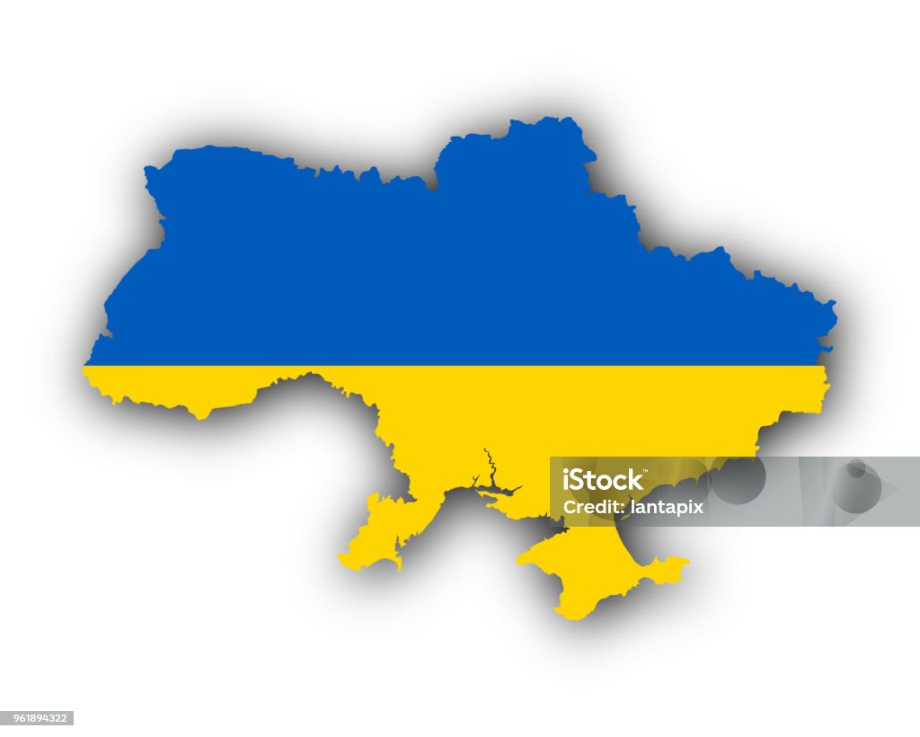 Carte et Drapeau de l'Ukraine - clipart vectoriel de Ukraine libre de droits
