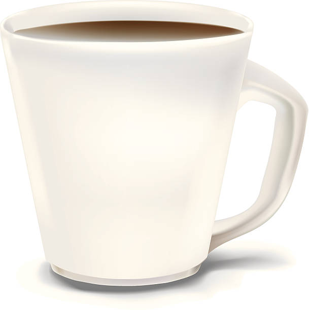 Taza de café en blanco blanco frontal - ilustración de arte vectorial