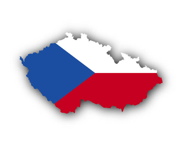 карта и флаг чешской республики - czech republic czech flag flag national flag stock illustrations