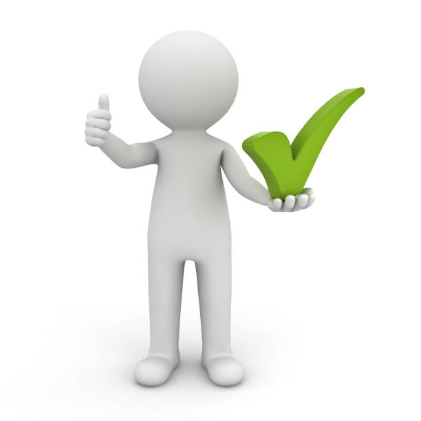 istock 3d man showing thumbs up with green check mark on his hand isolated over white background 3D rendering 961904072
