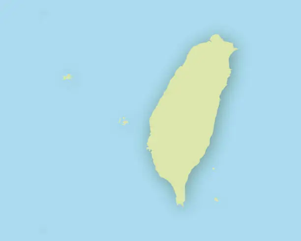 Vector illustration of Map of Taiwan with shadow