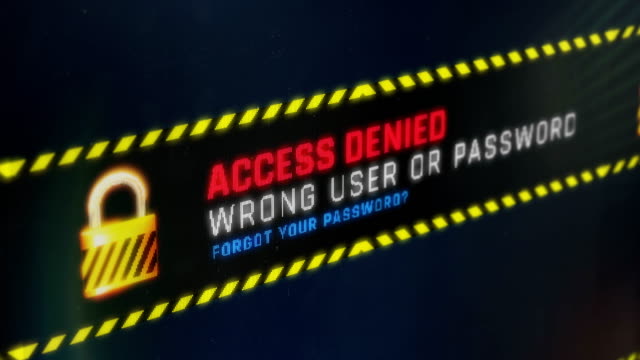 Access denied, authorization failed. Wrong password system message on screen