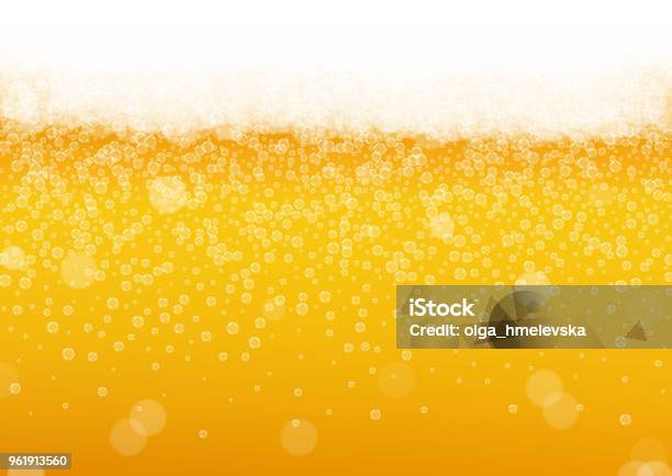 Beer Background With Realistic Bubbles Stock Illustration - Download Image Now - Beer - Alcohol, Backgrounds, Vector