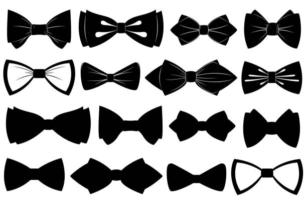 Set of different bow ties Set of different bow ties isolated on white formalwear illustrations stock illustrations