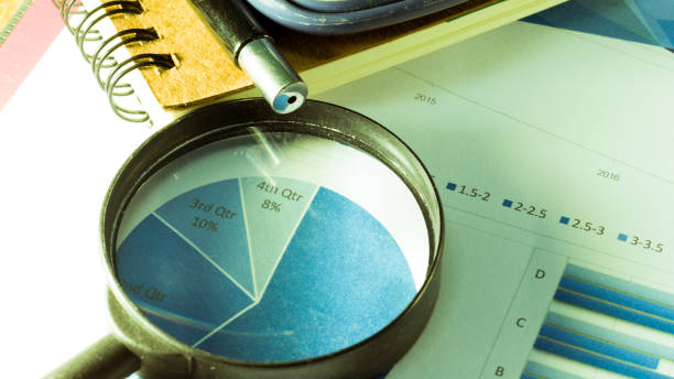 istock Business Analysis and Statistics Reports from sales charts last year using a magnifying glass. 961915762