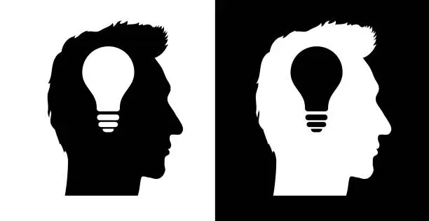 Vector illustration of Ligh bulb Idea Human Face Profile