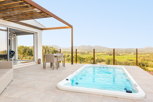 Big whirlpool in luxury hotel suite in Mallorca
