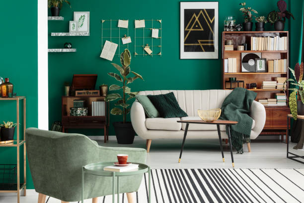 istock Green elegant living room interior 961930738