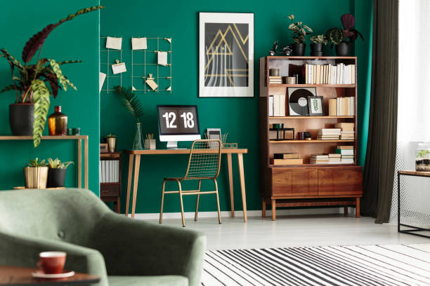 istock Gold and green cozy apartment 961930740