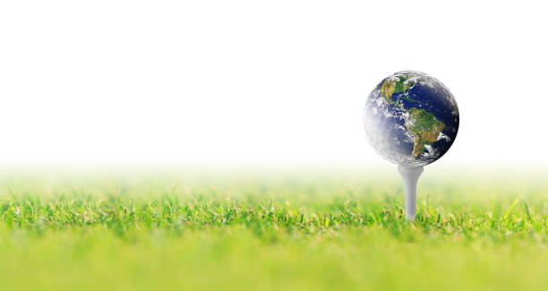 Planet Earth in a golf ball stock photo