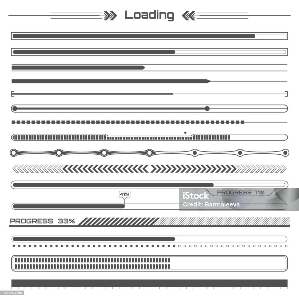 Set Of Black Hud Loading Lines Infographic Elements Futuristic User ...