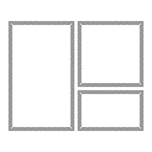 illustrazioni stock, clip art, cartoni animati e icone di tendenza di set di montatura decorativa. - cultura greca