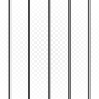 Prison metal bars isolated on transparent background. Realistic prison fence jail. Vector seamless pattern. Criminal or sentence concept. Illustration EPS 10.