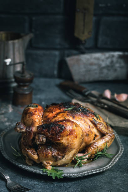 istock Grilled chicken on vintage plate 961957114