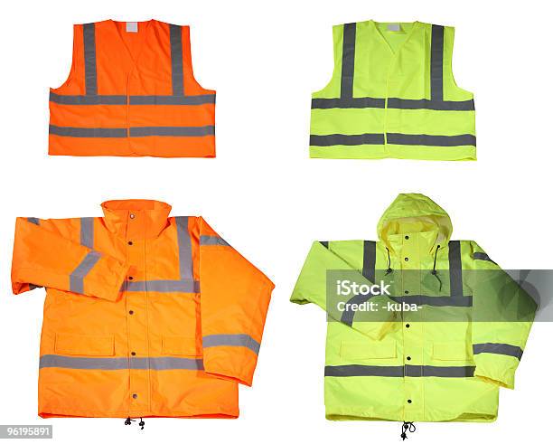 Ropa De Trabajo Protectora Foto de stock y más banco de imágenes de Chaleco - Chaleco, Naranja - Color, Amarillo - Color