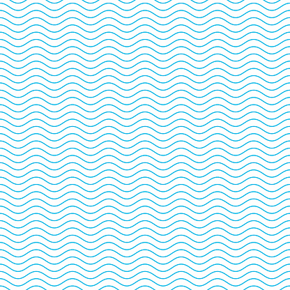 Blue and white seamless wave pattern. Linear waves background. Abstract geometric ornament. Sea or ocean texture. Vector illustration in flat style. EPS 10.