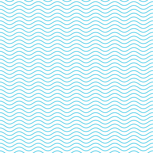 Seamless wave pattern. Blue and white seamless wave pattern. Linear waves background. Abstract geometric ornament. Sea or ocean texture. Vector illustration in flat style. EPS 10. wave water backgrounds stock illustrations