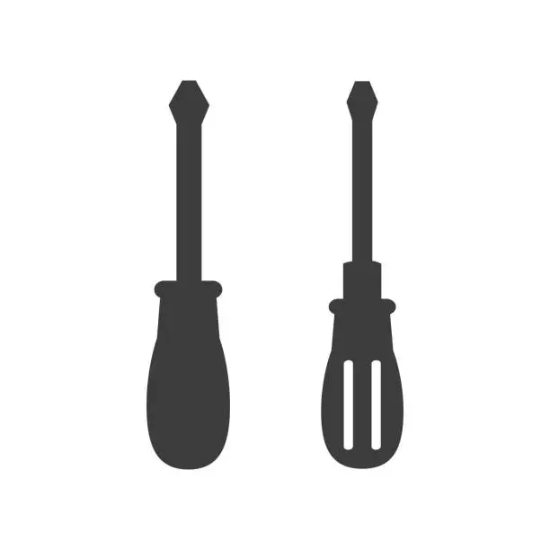 Vector illustration of Screwdriver icon on white background.