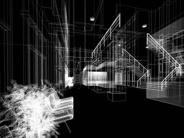 istock sketch design of interior hall, 3d rendering 961960998