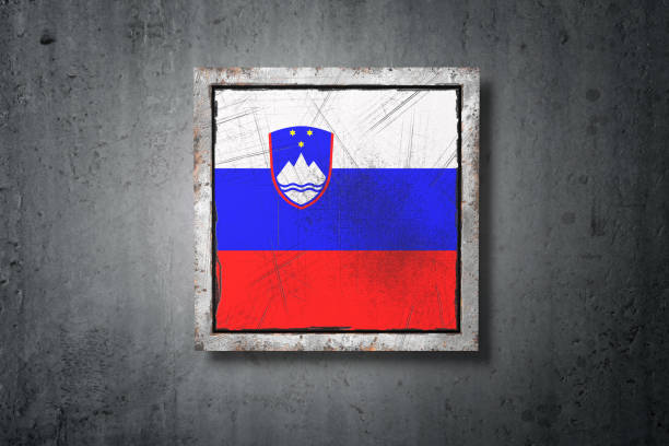 istock Slovenia flag in concrete wall 961961084