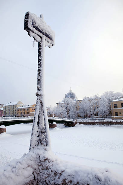 City covered with snow stock photo