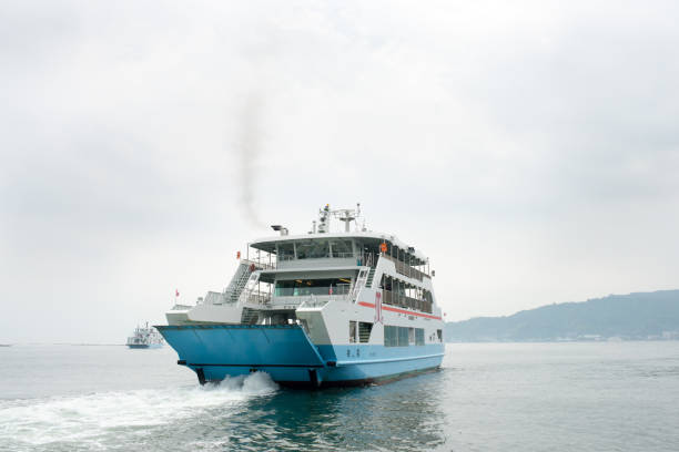 Miyajima, Japan - May 17, 2018: The ferry run by JR leaves for Miyajima Island, one of the most famous travel destinations in Japan.