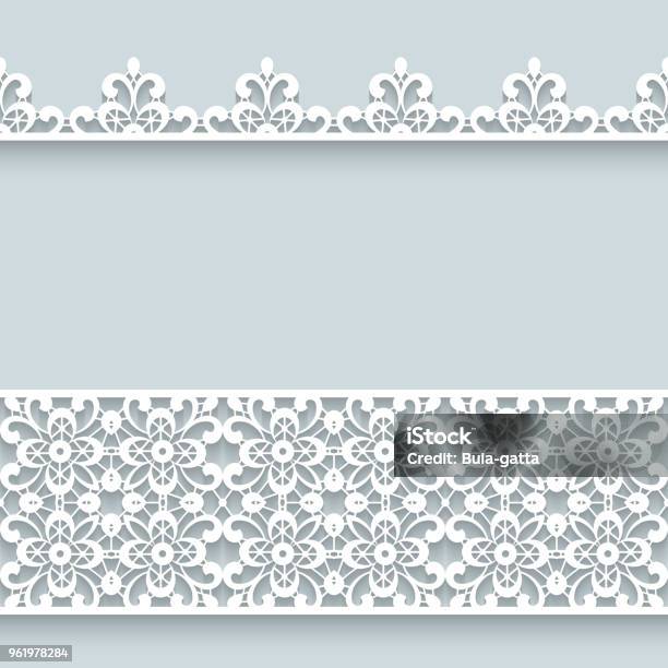 Lace Border Ornaments Stock Illustration - Download Image Now - Lace - Textile, Textile, Crochet
