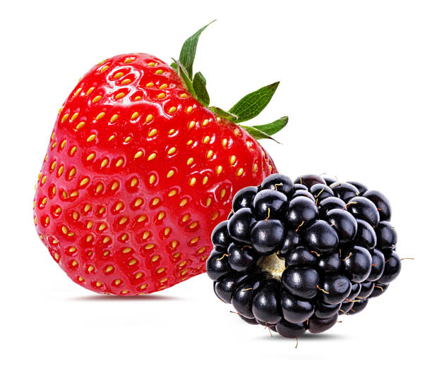 istock Blackberry and strawberryisolated on white 961983862