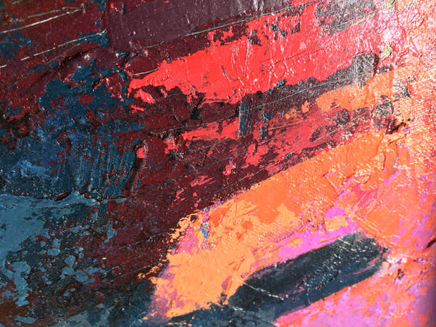istock Sunset abstract painting art with natural acrylic textures on the canvas. 961988400