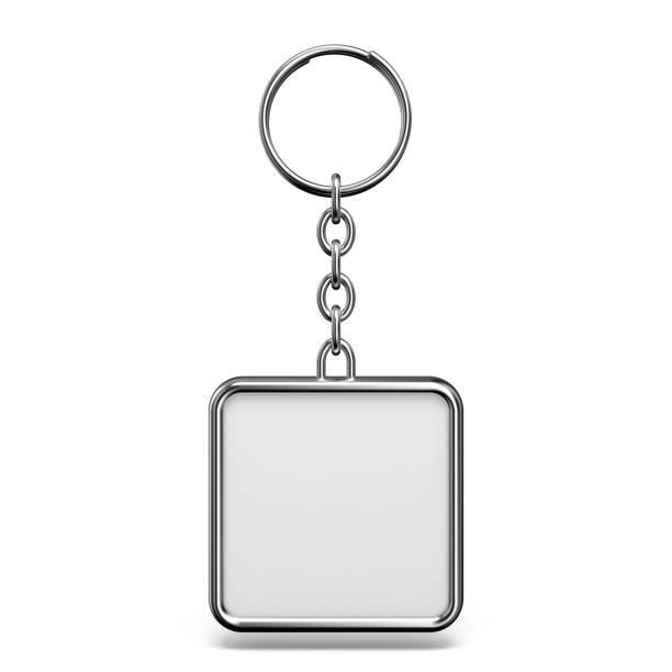 istock Blank metal trinket with a ring for a key square shape 3D 961988448