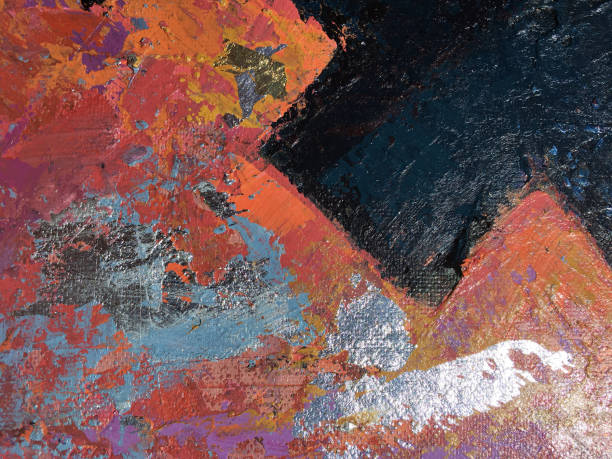 istock Sunset abstract painting art with natural acrylic textures on the canvas. 961988464