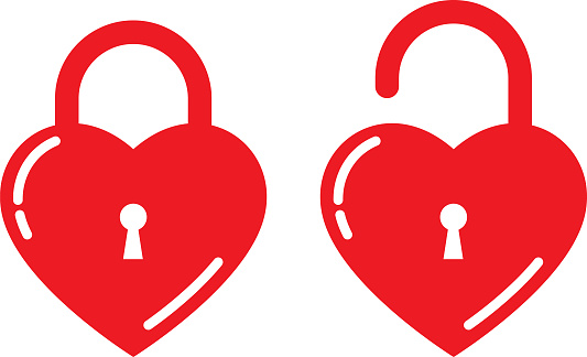 Vector illustration of two shiny red heart locks.