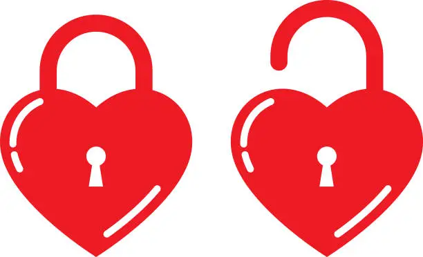 Vector illustration of Two Heart Locks