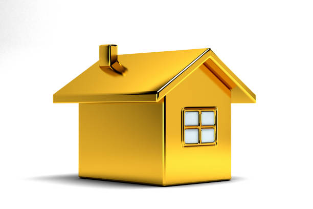 istock Gold House Real Estate. 3D Rendering Illustration 961999242