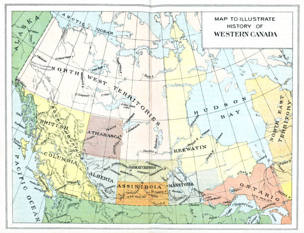 Vintage map of Canada. Vintage etching circa late 19th century.
