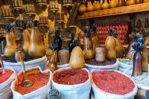 Spice and herbs for sale at Bukhara bazaar, Uzbekistan