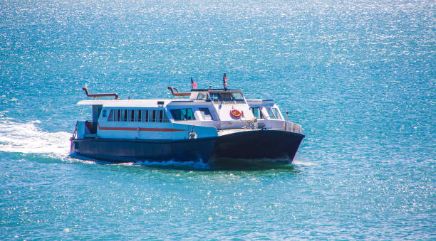 A Large Blue and White Ferry in San Juan, Puerto Rico