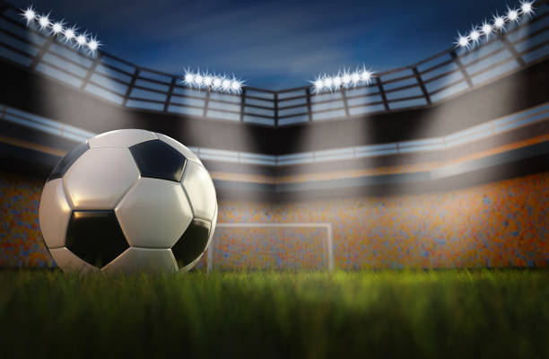 Barrel ball in the stadium Barrel ball in the stadium with floodlights. stadium playing field grass fifa world cup stock pictures, royalty-free photos & images