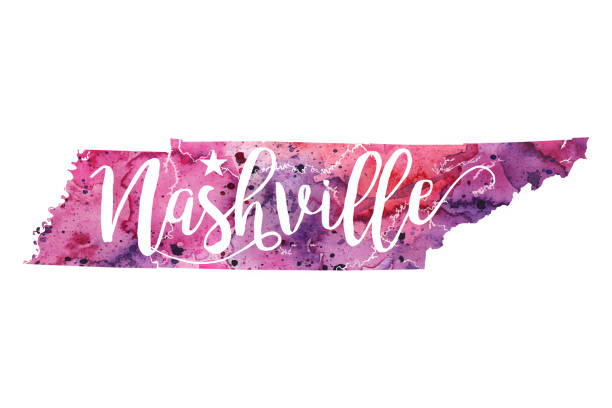 istock Nashville, Tennessee, USA Vector Watercolor Map - Raster Illustration 962021472
