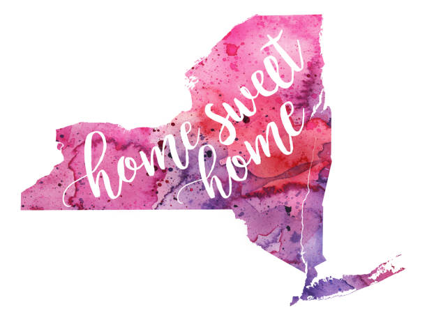 istock Home Sweet Home Watercolor Map of New York State 962021544