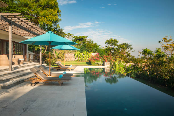 istock Luxurious villa with swimming pool in Bali with long exposure 962023846
