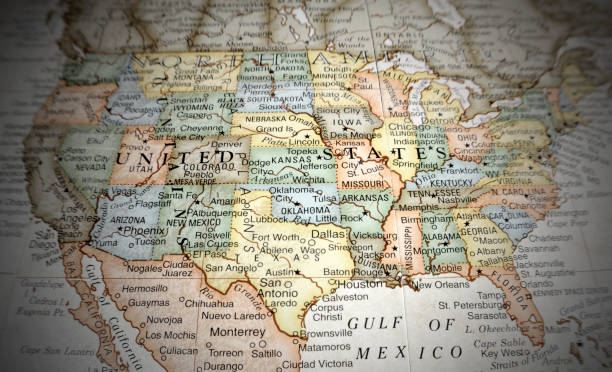 Close up of a map showing the U.S. and Mexican border.