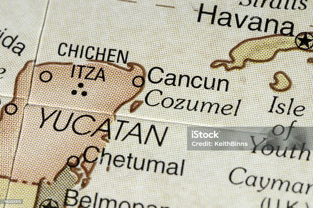 Cancun mapy - Zbiór zdjęć royalty-free (Mapa)
