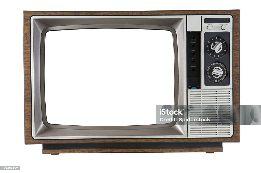 Vintage Television Old Television on white. Includes Clipping Path. Television Set Stock Photo