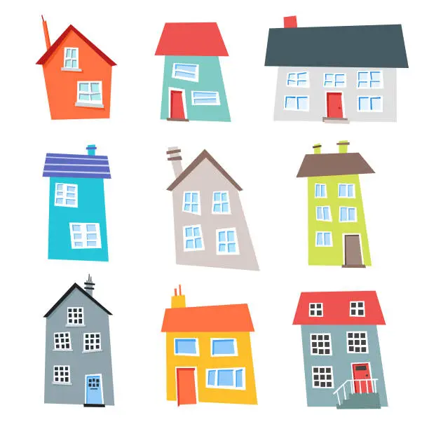 Vector illustration of Flat design and colorful houses collection